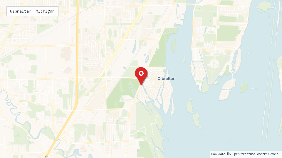 Street map of Gibraltar, Michigan with location pin