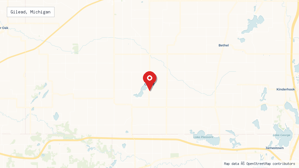 Street map of Gilead, Michigan with location pin