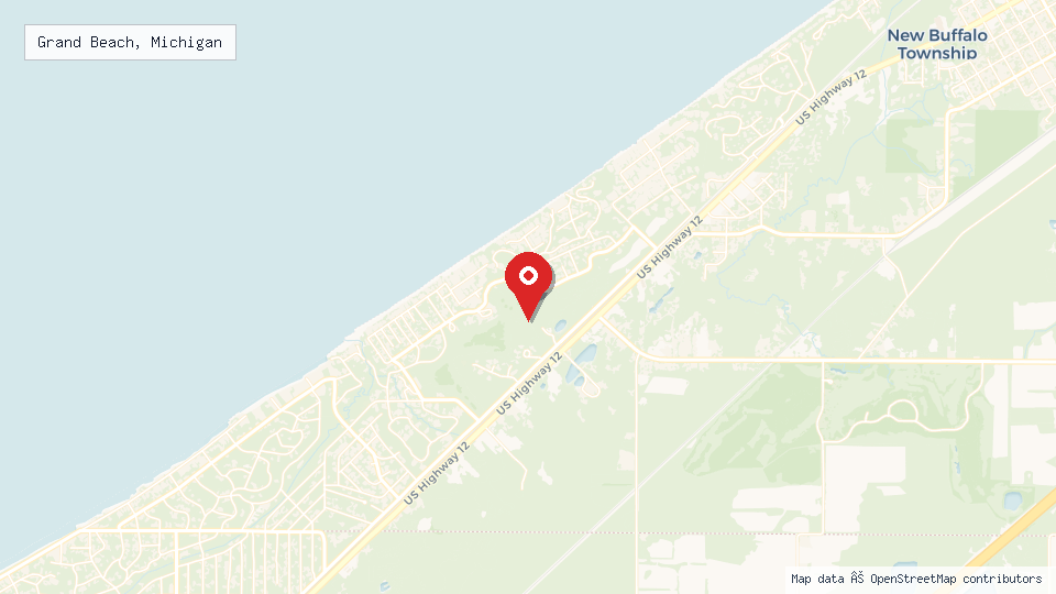 Street map of Grand Beach, Michigan with location pin