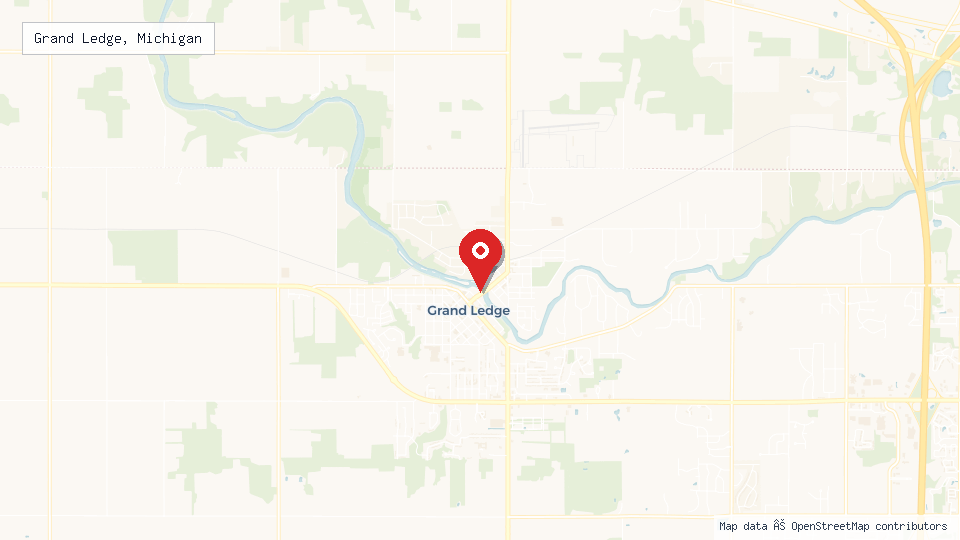 Street map of Grand Ledge, Michigan with location pin