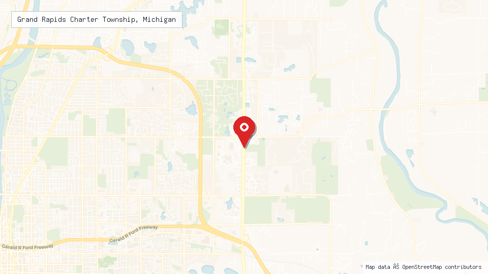 Street map of Grand Rapids Charter Township, Michigan with location pin