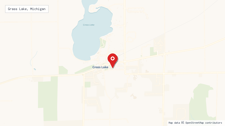 Street map of Grass Lake, Michigan with location pin