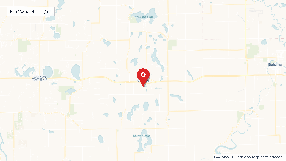 Street map of Grattan, Michigan with location pin