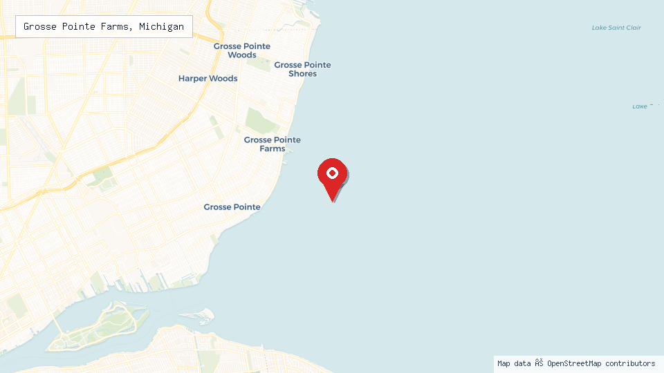 Street map of Grosse Pointe Farms, Michigan with location pin
