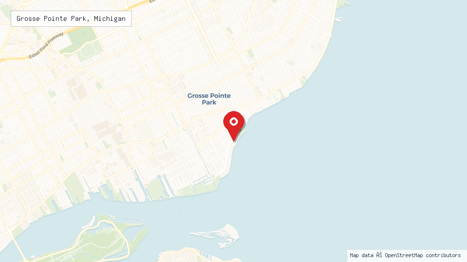 Street map of Grosse Pointe Park, Michigan with location pin