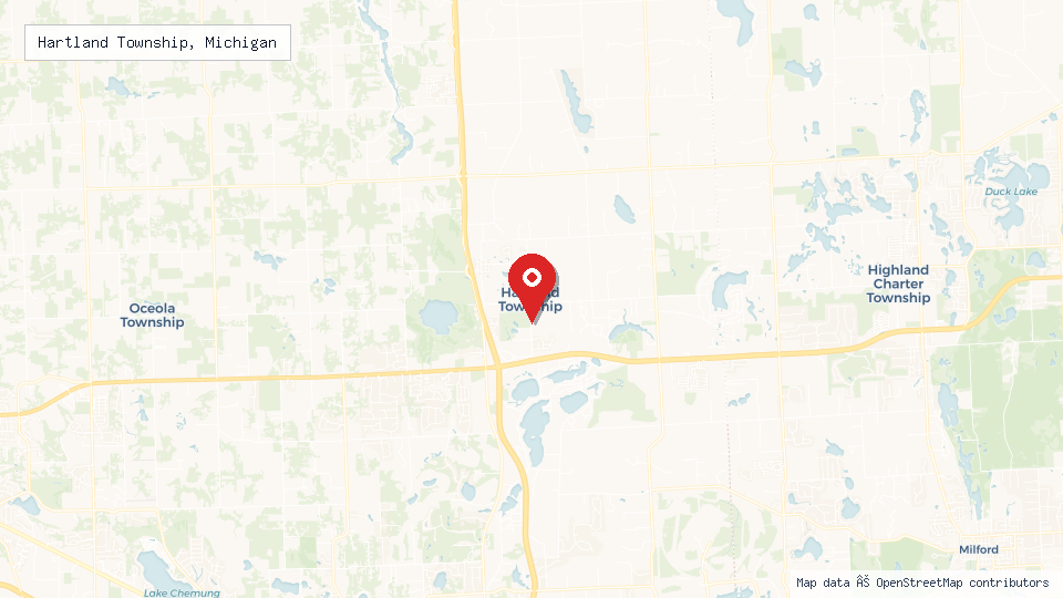 Street map of Hartland Township, Michigan with location pin