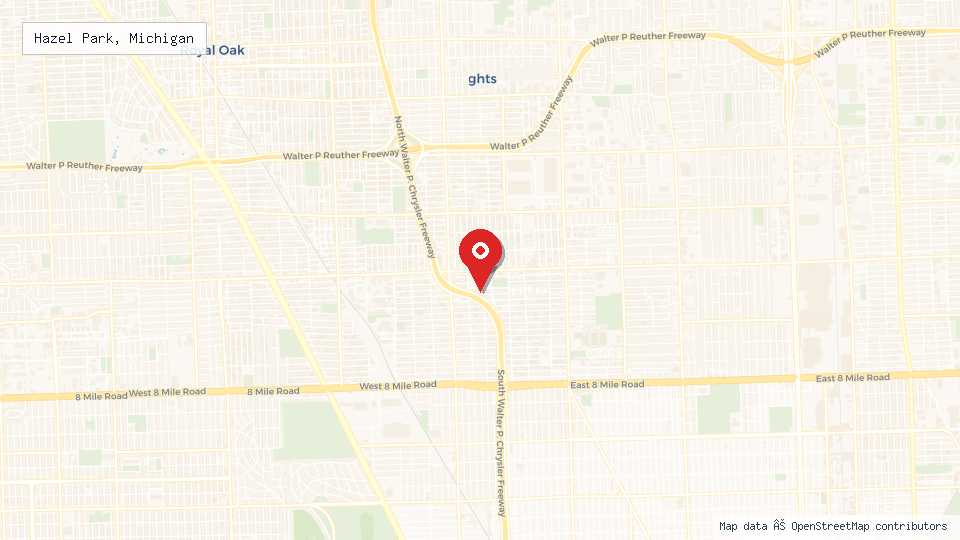 Street map of Hazel Park, Michigan with location pin