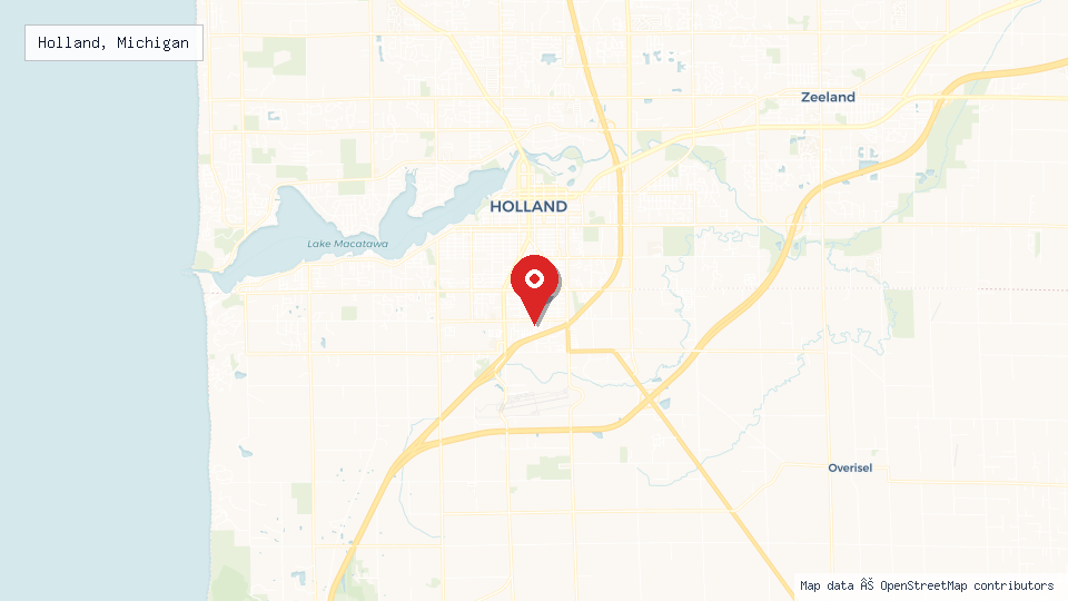 Street map of Holland, Michigan with location pin