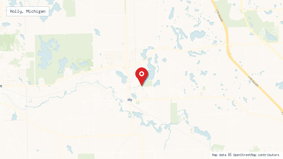 Street map of Holly, Michigan with location pin