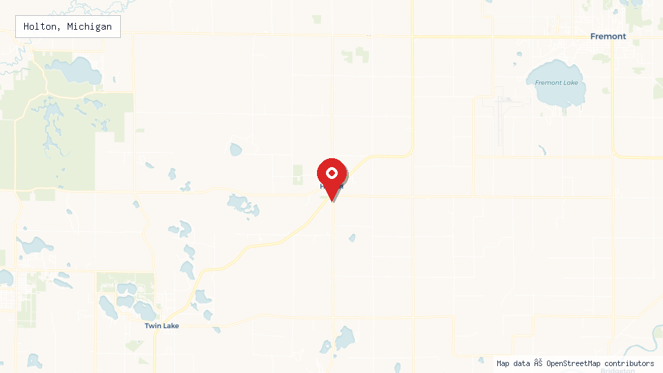 Street map of Holton, Michigan with location pin