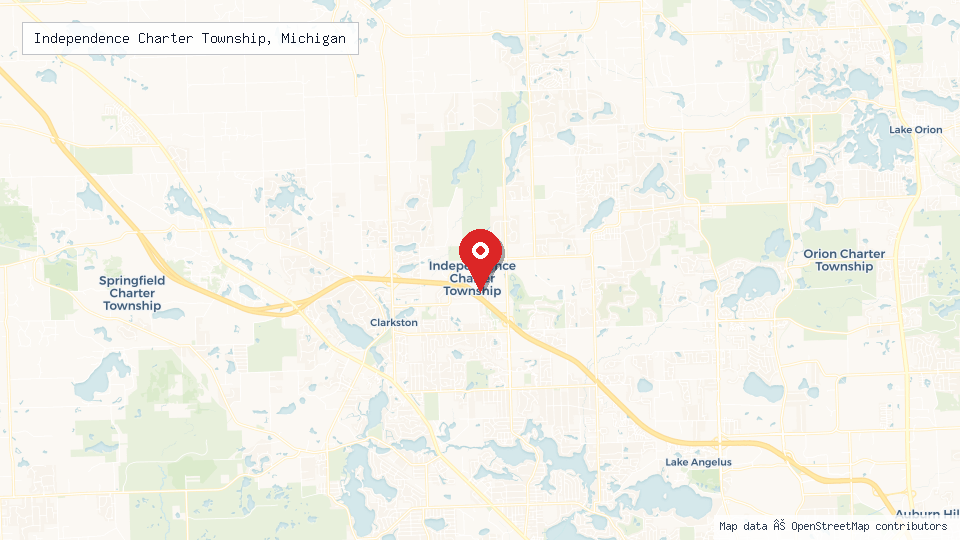 Street map of Independence Charter Township, Michigan with location pin