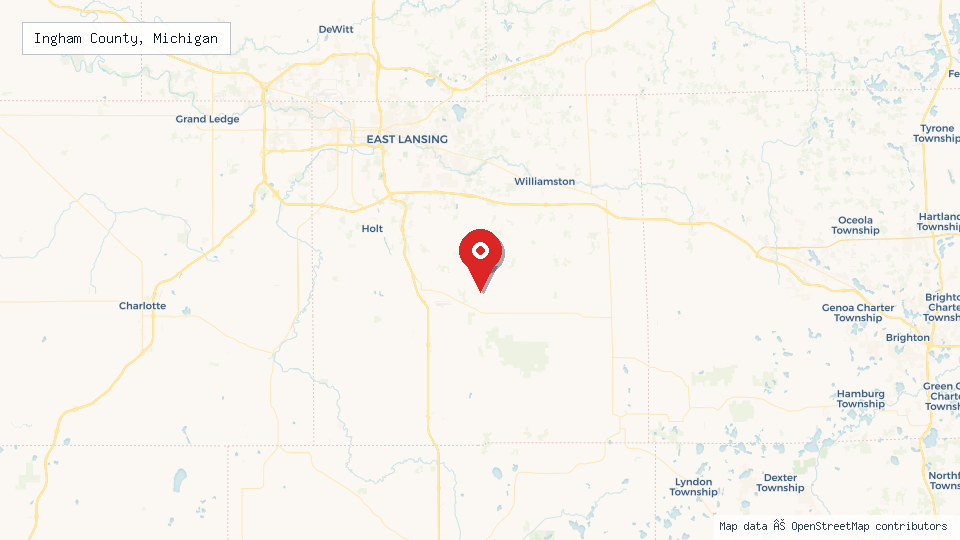 Street map of Ingham County, Michigan with location pin