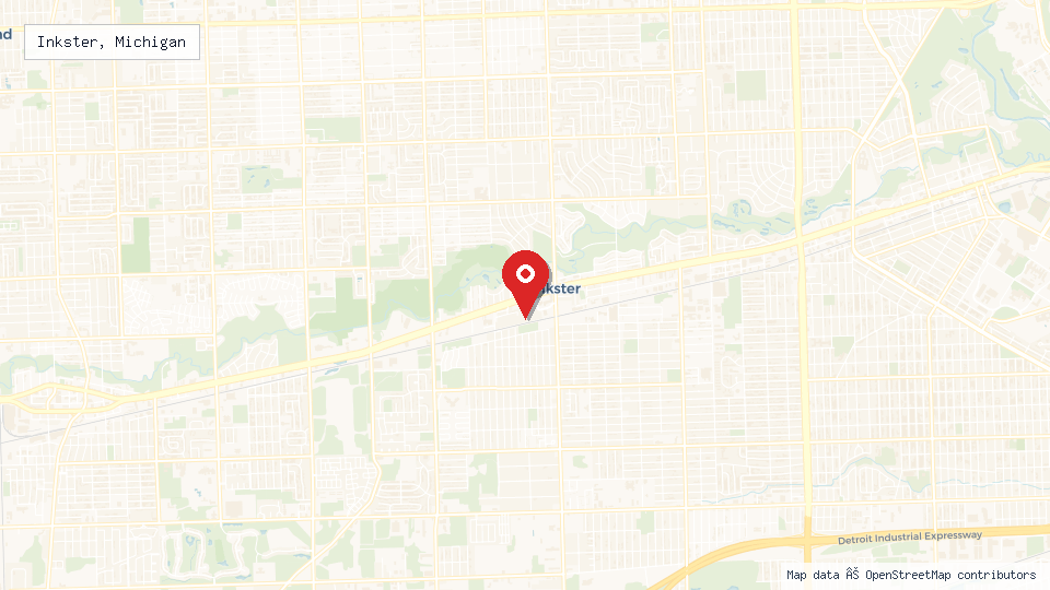 Street map of Inkster, Michigan with location pin