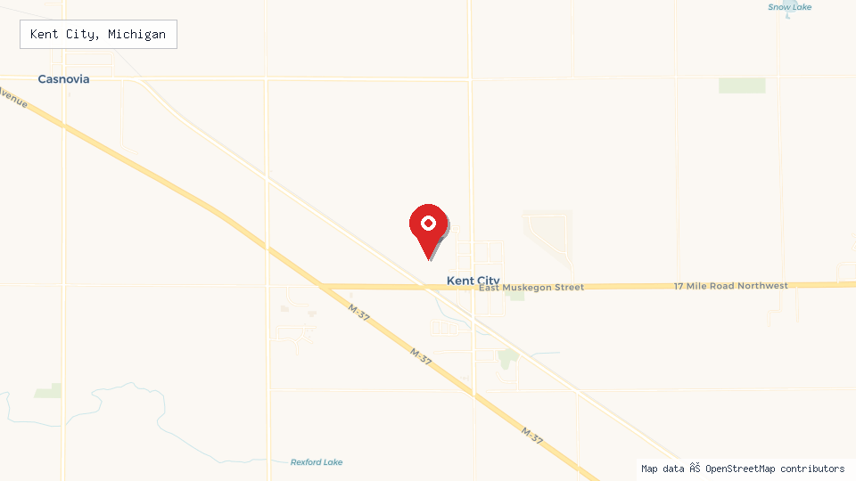 Street map of Kent City, Michigan with location pin