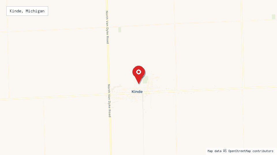 Street map of Kinde, Michigan with location pin