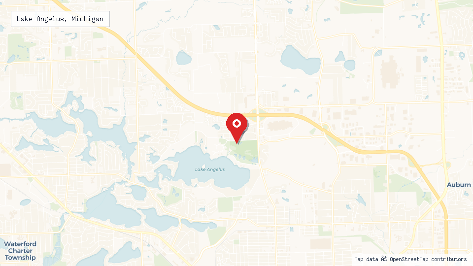 Street map of Lake Angelus, Michigan with location pin