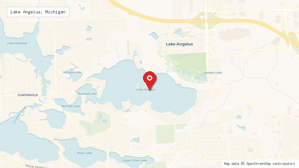 Street map of Lake Angelus, Michigan with location pin