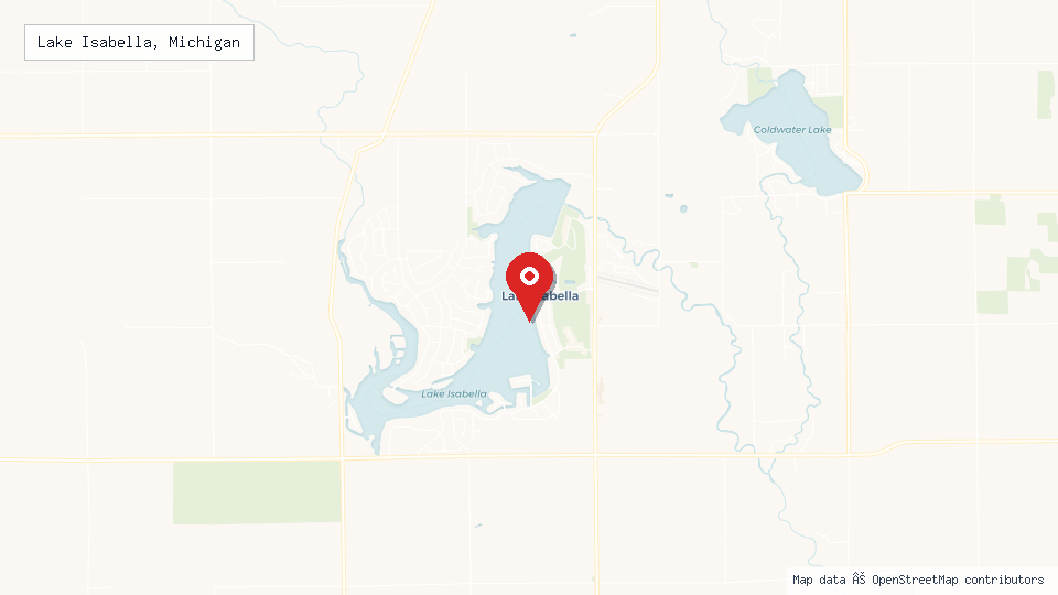Street map of Lake Isabella, Michigan with location pin