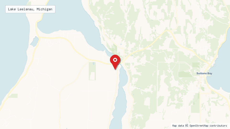 Street map of Lake Leelanau, Michigan with location pin