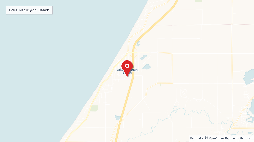 Street map of Lake Michigan Beach with location pin