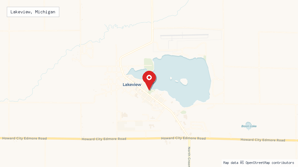 Street map of Lakeview, Michigan with location pin