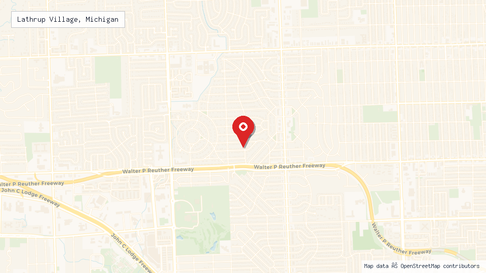 Street map of Lathrup Village, Michigan with location pin