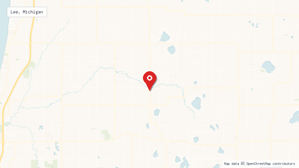 Street map of Lee, Michigan with location pin