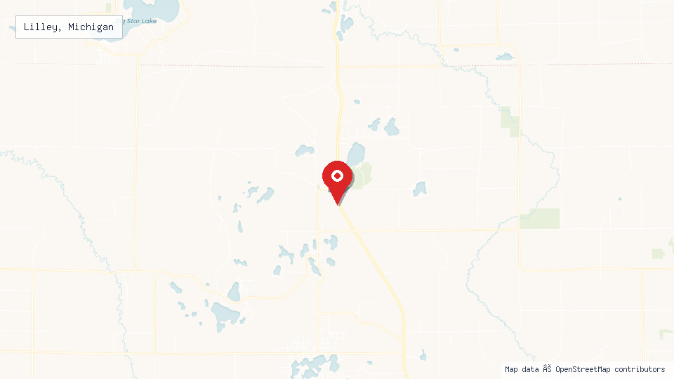 Street map of Lilley, Michigan with location pin
