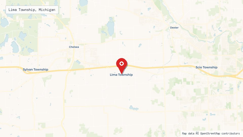 Street map of Lima Township, Michigan with location pin
