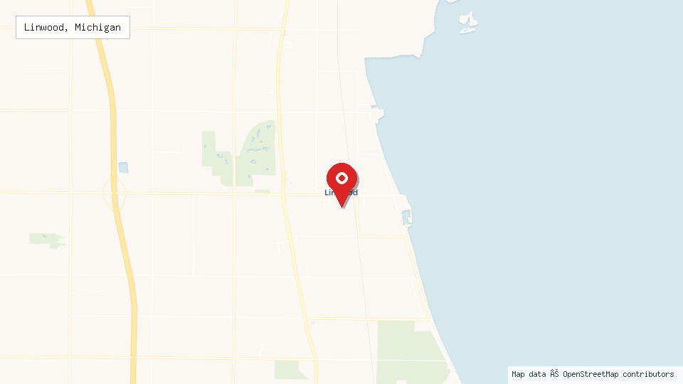 Street map of Linwood, Michigan with location pin