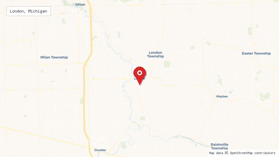 Street map of London, Michigan with location pin