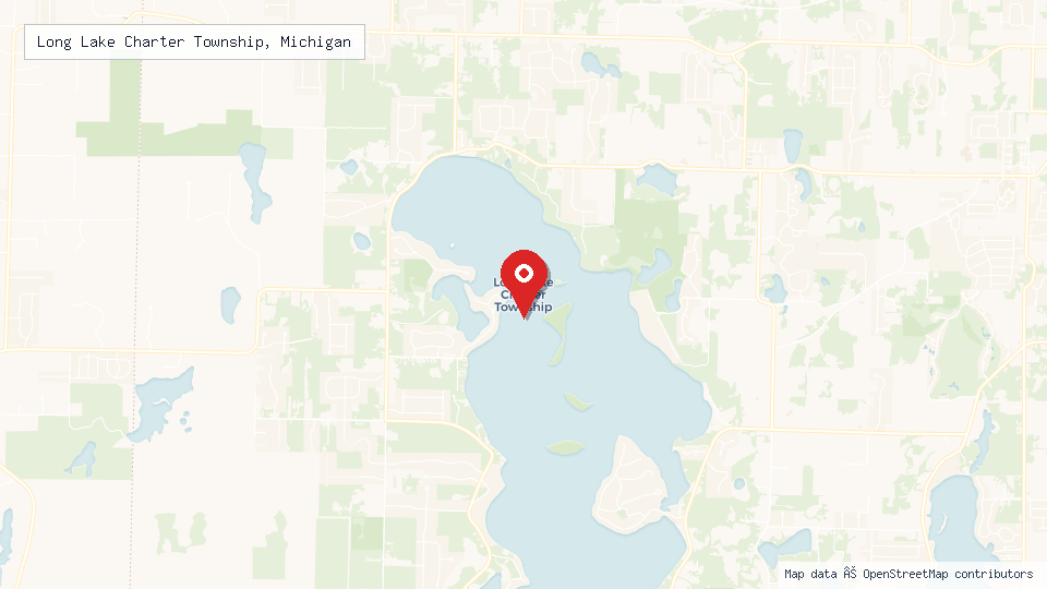 Street map of Long Lake Charter Township, Michigan with location pin