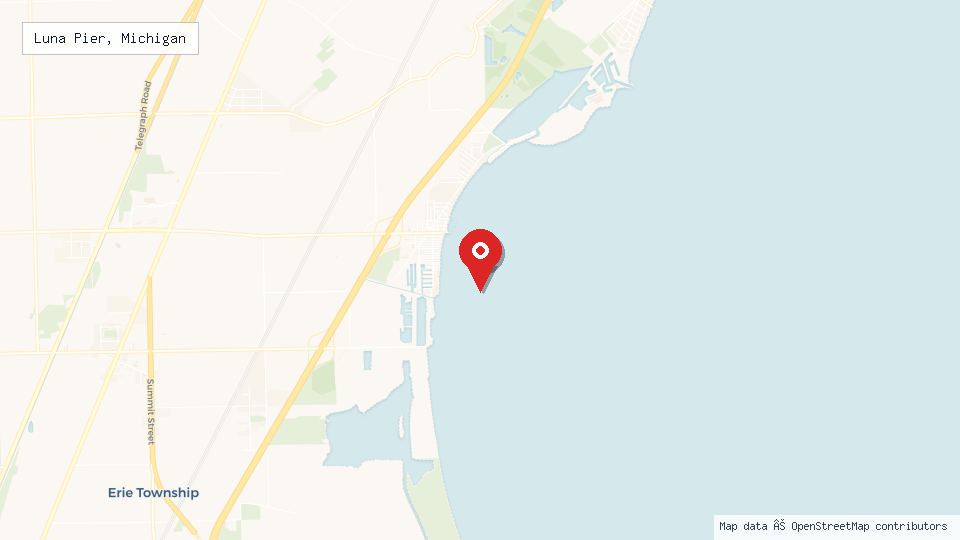 Street map of Luna Pier, Michigan with location pin