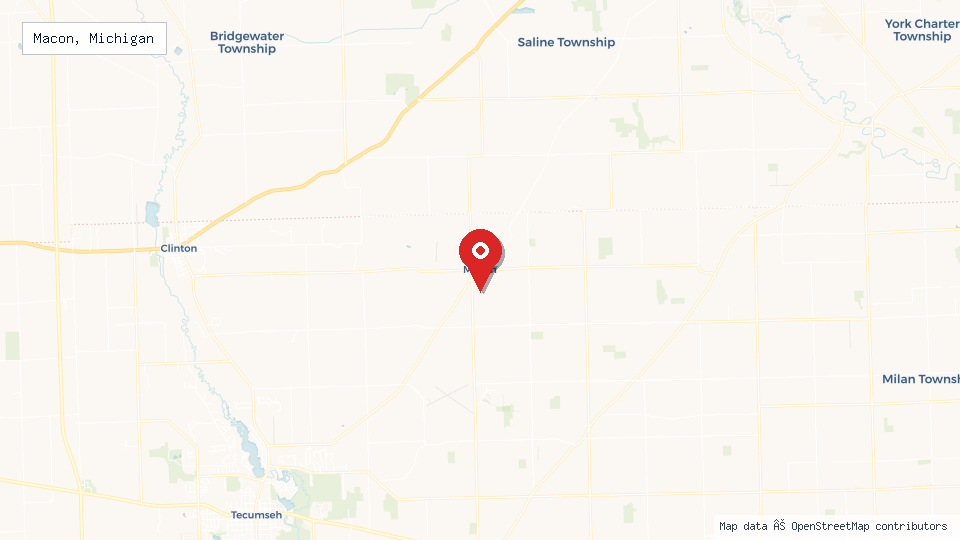 Street map of Macon, Michigan with location pin