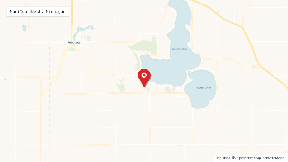 Street map of Manitou Beach, Michigan with location pin