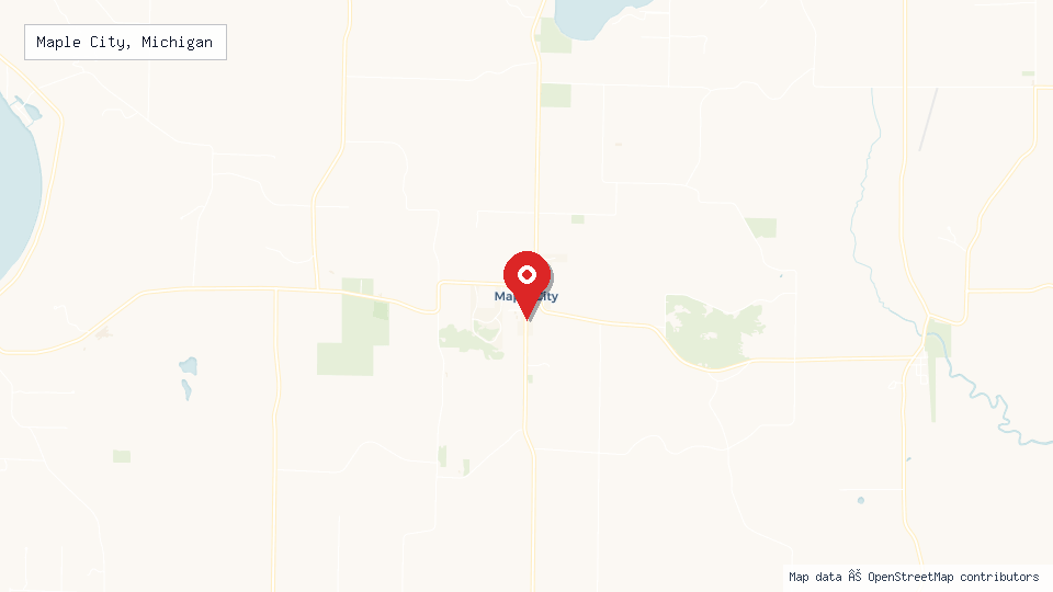 Street map of Maple City, Michigan with location pin