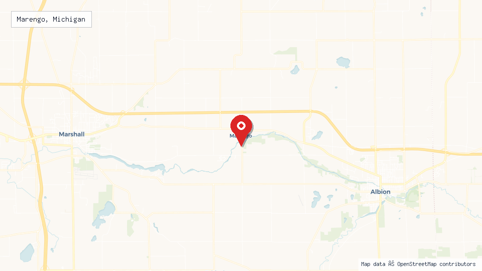 Street map of Marengo, Michigan with location pin
