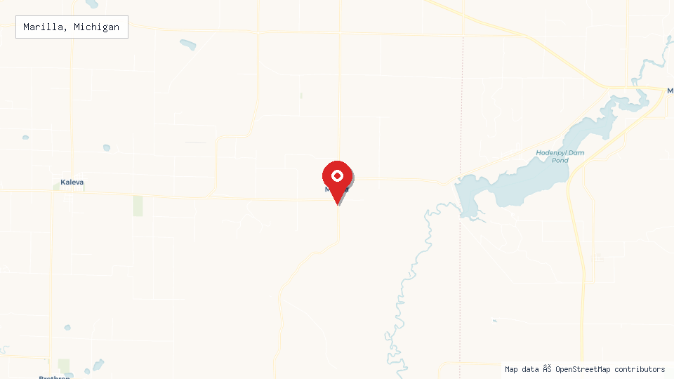 Street map of Marilla, Michigan with location pin