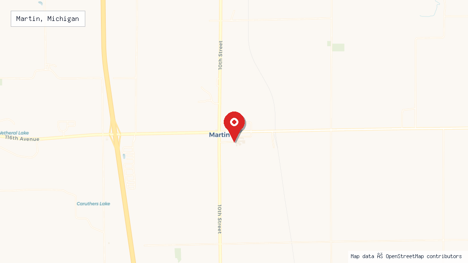 Street map of Martin, Michigan with location pin