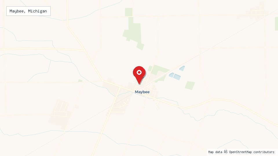 Street map of Maybee, Michigan with location pin