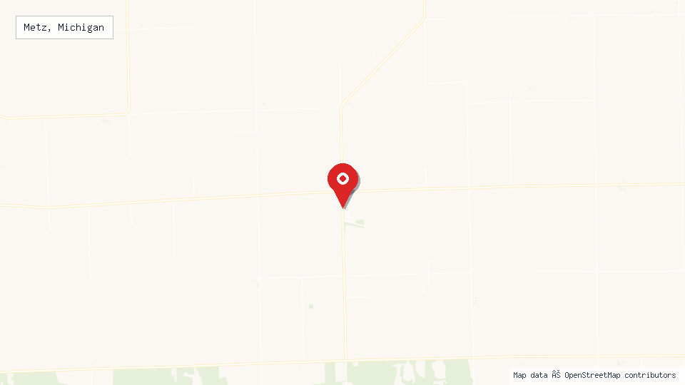 Street map of Metz, Michigan with location pin