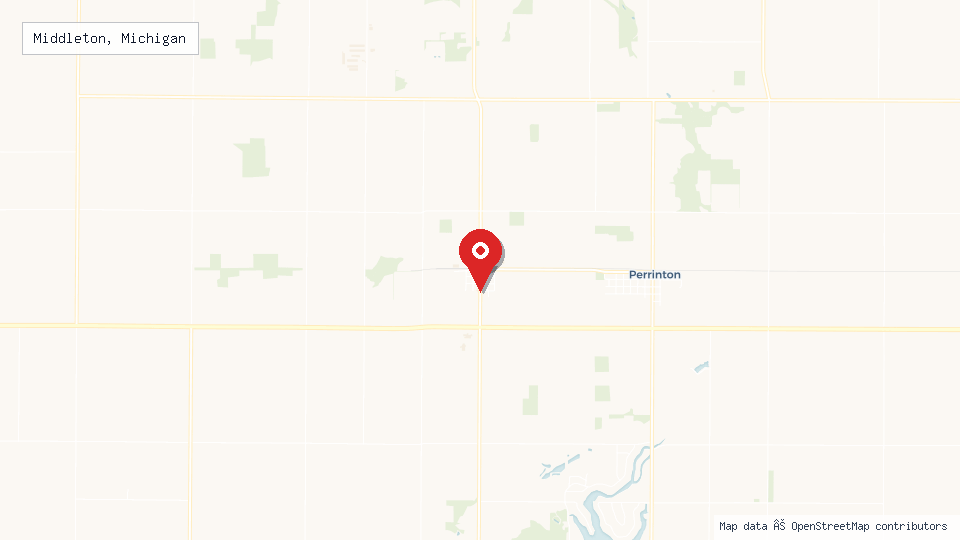 Street map of Middleton, Michigan with location pin