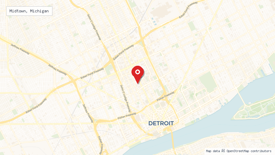 Street map of Midtown, Michigan with location pin