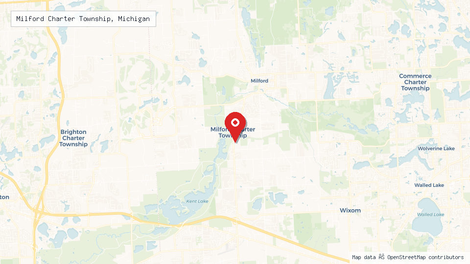Street map of Milford Charter Township, Michigan with location pin