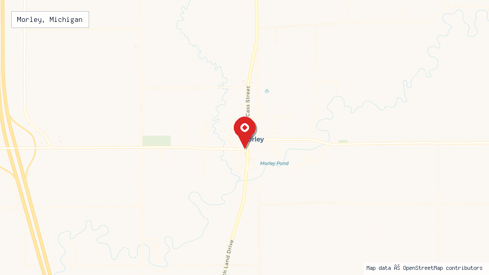 Street map of Morley, Michigan with location pin