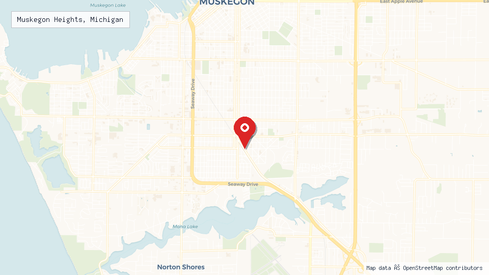 Street map of Muskegon Heights, Michigan with location pin