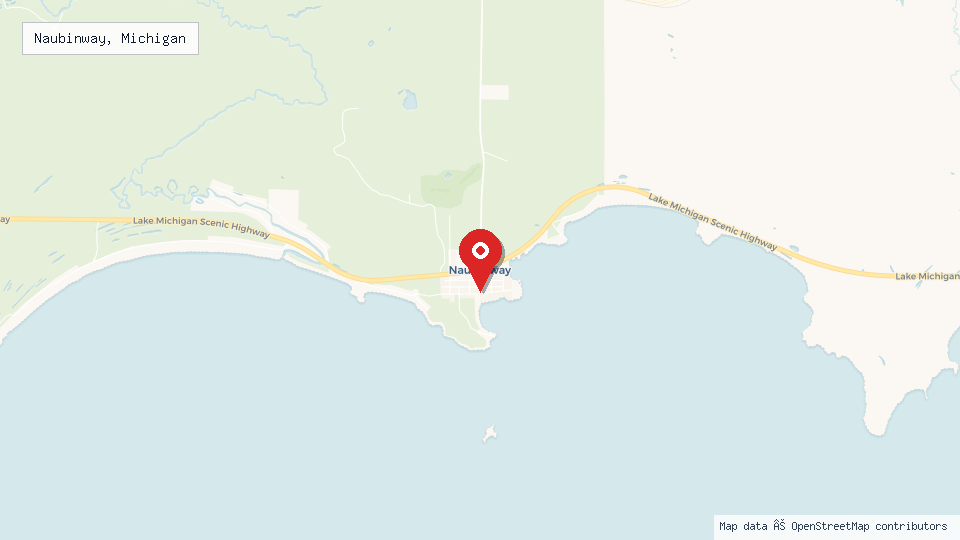 Street map of Naubinway, Michigan with location pin