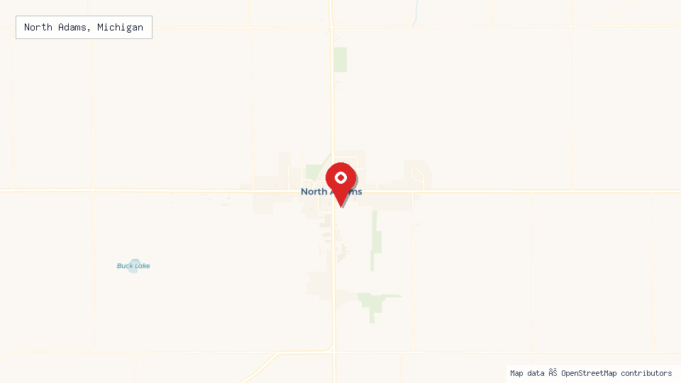 Street map of North Adams, Michigan with location pin