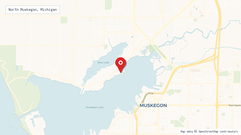 Street map of North Muskegon, Michigan with location pin