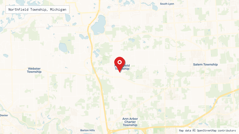 Street map of Northfield Township, Michigan with location pin